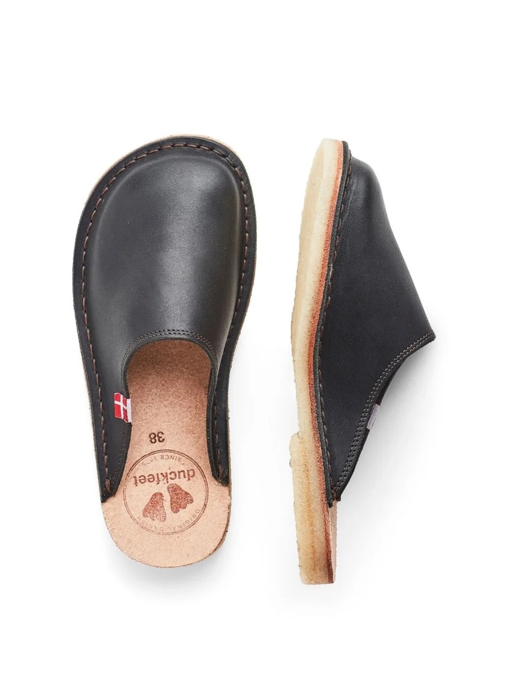New! Duckfeet Blavand Black Leather Slip-On Mule with Crepe Sole, Sz 42 - Picture 2 of 3